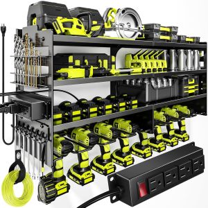Heavy Duty Metal Tool Rack with Charging Station